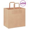 vidaXL Sacchetti di Carta 250 pz con Manici Marrone 26x17x25 cm