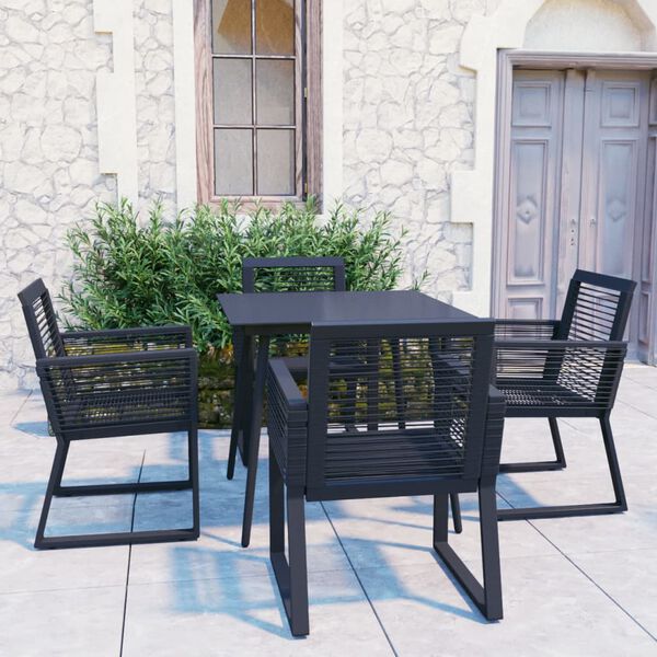 vidaXL Set da Pranzo da Giardino 5 pz in Rattan PVC Nero