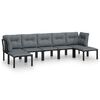vidaXL Set Salotto da Giardino 7 pz Nero e Grigio in Polyrattan