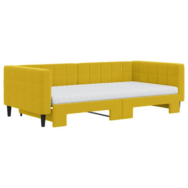 vidaXL Divano Letto Estraibile con Materassi Giallo 100x200 cm Velluto