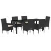 vidaXL Set da Pranzo per Giardino 7 pz Nero polyrattan