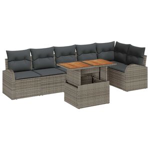 vidaXL Set Divano da Giardino 7 pz Grigio Poly Rattan