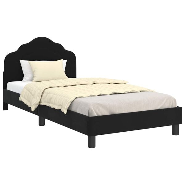 vidaXL Struttura letto bambini con testata Nero 90 x 200 cm Velluto