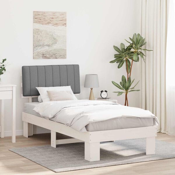 vidaXL Letto con Testiera Rivestita Grigio chiaro 90 x 190 cm