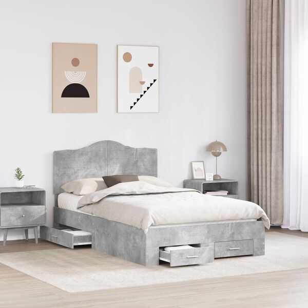 vidaXL Struttura del letto con testiera Grigio cemento 120 x 190 cm