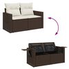 vidaXL Set Divano da Giardino 5 pz con Cuscini Marrone in Polyrattan