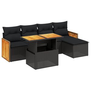 vidaXL Set Divano da Giardino 6 pz con Cuscini Beige Polyrattan Acacia