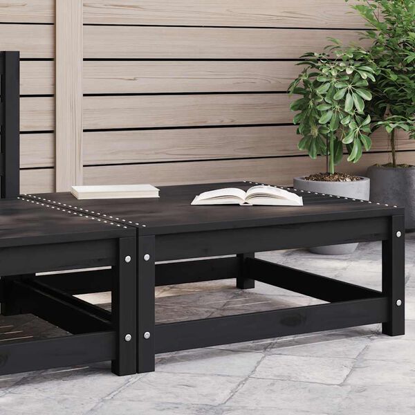 vidaXL Poggiapiedi da Giardino 70x70x30 cm Nero Legno Massello di Pino