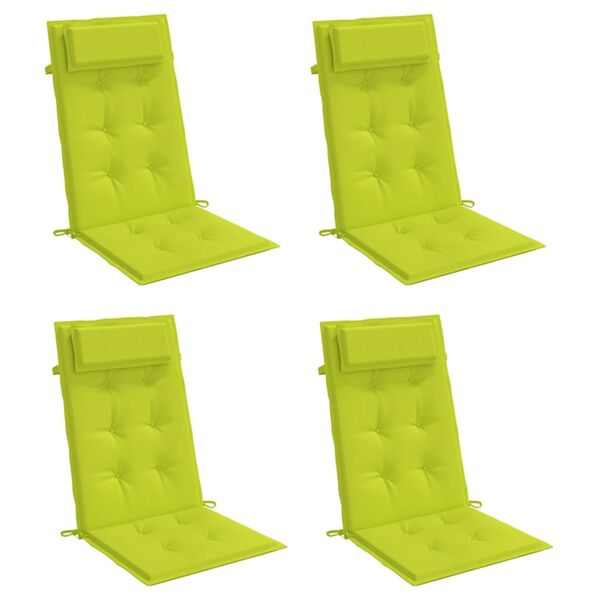 vidaXL Cuscini Sedia Schienale Alto 4 pz Verde Chiaro Tessuto Oxford