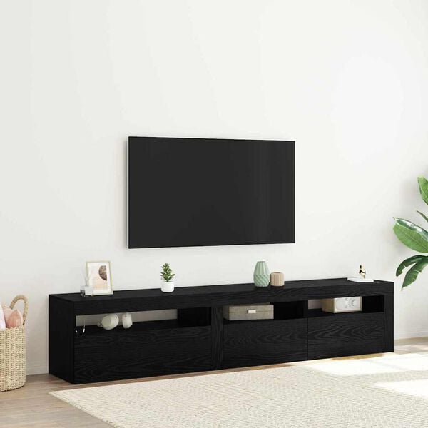 vidaXL Mobile TV 2 pcs Rovere Nero 195 x 35 x 40 cm Legno multistrato
