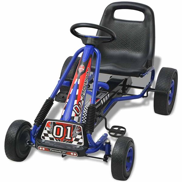 vidaXL Go Kart a pedali con seduta regolabile Blu