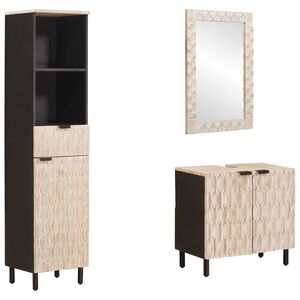 vidaXL Set da Bagno con cassetto 3 pcs Finitura Bianco Lavato