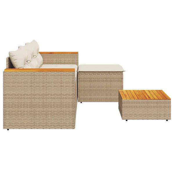 vidaXL Set Divano da Giardino 3 pz con Cuscini Beige in Polyrattan