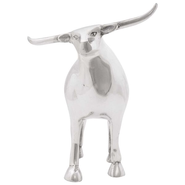 vidaXL Scultura di toro Argento 20 x 17 x 23 cm Alluminio