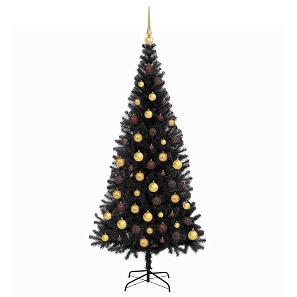 vidaXL Albero di Natale con 300 LED con supporto Nero 180 cm PVC