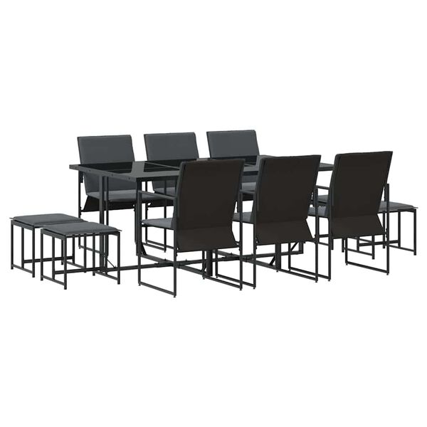 vidaXL Set da Pranzo per Giardino 11 pcs Nero Acciaio
