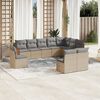 vidaXL Set Divano da Giardino 10 pz con Cuscini Beige in Polyrattan