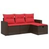 vidaXL Set Divani da Giardino 4 pz con Cuscini Marrone in Polyrattan