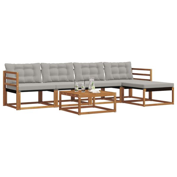 vidaXL Set di divani da esterno 6 pcs Grigio Naturale e Chiaro