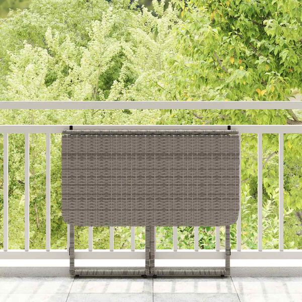 vidaXL Tavolo da Giardino Pieghevole Grigio 90x51x75 cm in Polyrattan