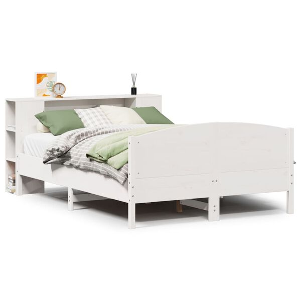 vidaXL Letto Libreria senza Materasso Bianco 150x200 cm Legno di Pino