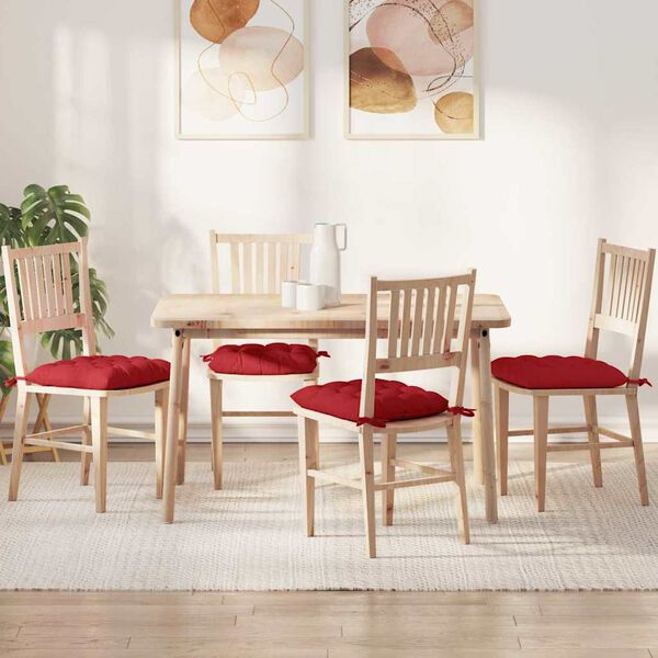 vidaXL Cuscini per Seduta 4 pcs Rosso 40 x 40 x 6 cm Tessuto