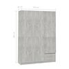 vidaXL Armadio a 3 Ante Grigio Cemento 120x50x180 cm Legno Multistrato