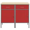 vidaXL Mobile da lavoro 2 pcs Rosso e Grigio 100 x 55 x 85 cm
