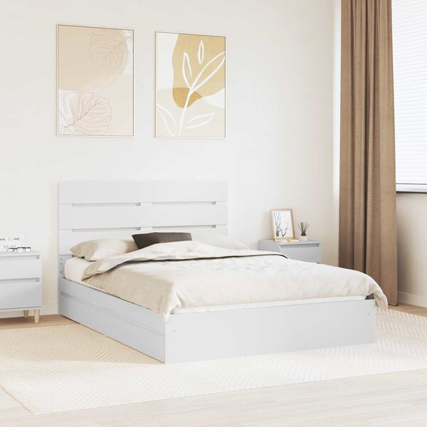 vidaXL Letto con Contenitore Bianco 160 x 200 cm Legno multistrato