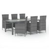 vidaXL Set da Pranzo per Esterni 7 pz con Cuscini in Polyrattan Grigio