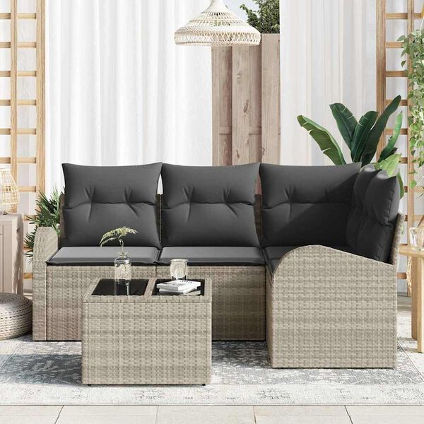 vidaXL Set Divano da Giardino 5 pcs Grigio chiaro polyrattan
