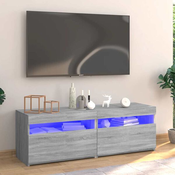 vidaXL Mobile Porta TV con Luci LED Grigio Sonoma 120x35x40 cmcm