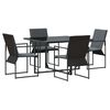 vidaXL Set da Pranzo per Giardino 5 pz Nero Acciaio