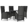vidaXL Set da Pranzo da Giardino 5 pz Nero con Cuscini in Polyrattan