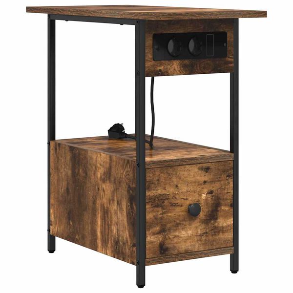 vidaXL Armadio da Notte Rovere fum&eacute; 60 x 30 x 61 cm Legno multistrato