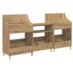 vidaXL Set di Mensole per Media 3 pz Rovere Artigianale