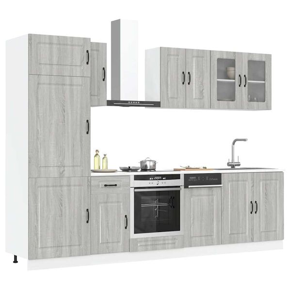 vidaXL Set Mobili da Cucina 8 pz Kalmar Grigio Sonoma in Truciolato
