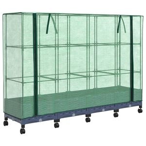 vidaXL Vaso da Giardino con Copertura per Serra e Ruote 4 pz PP