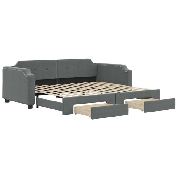 vidaXL Divano Letto Estraibile Cassetti Grigio Scuro 100x200cm Tessuto