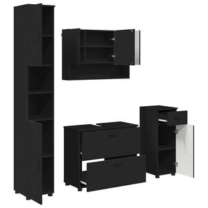 vidaXL Set di mobili per il bagno 4 pz Nero 35 x 30 x 192 cm