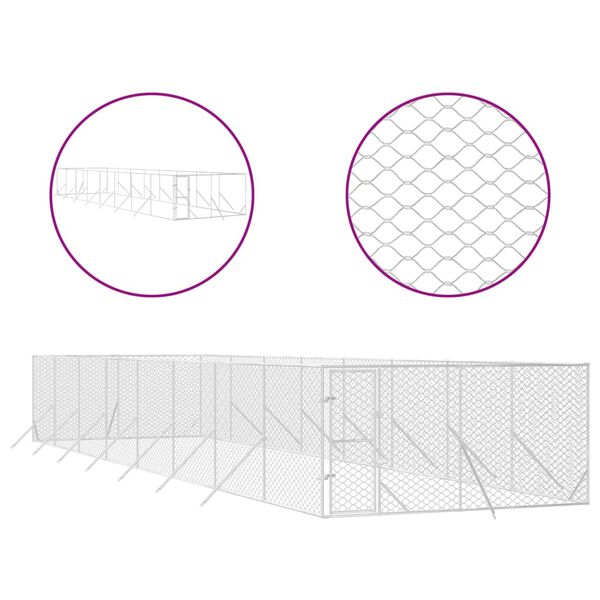 vidaXL Cuccia per Cani da Esterno Argento 4x16x2 m in Acciaio Zincato