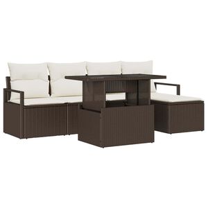 vidaXL Set Divano da Giardino 6 pz Marrone Poly Rattan