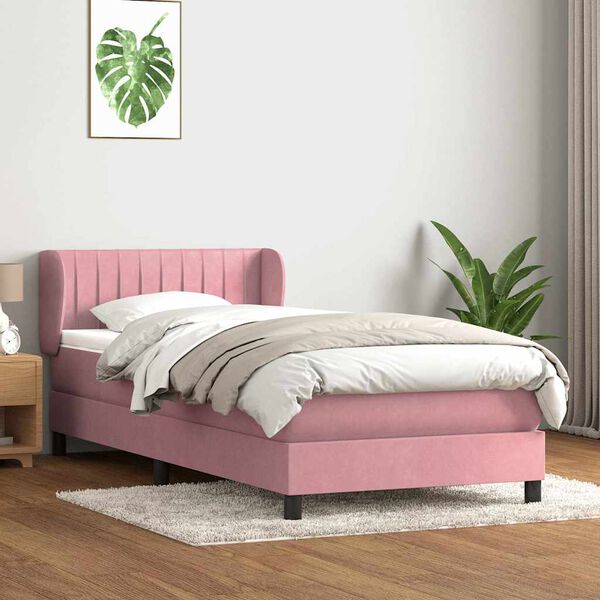vidaXL Giroletto a Molle con Materasso Rosa 90x220 cm Velluto