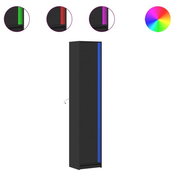 vidaXL Credenza con LED Nera 41,5x32,5x200 cm in Truciolato