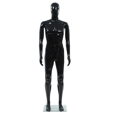 vidaXL Manichino Uomo Figura Intera Base in Vetro 185 cm Nero Lucido