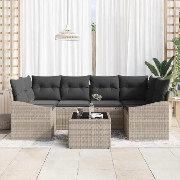 vidaXL Set di divani 7 pcs Grigio chiaro e grigio scuro polyrattan
