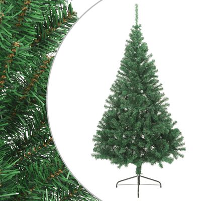 vidaXL Albero di Natale Artificiale Metà con Supporto Verde 180 cm PVC