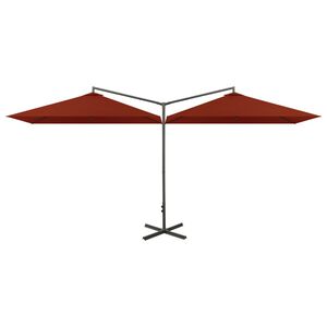 vidaXL Ombrellone Doppio con Palo in Acciaio Terracotta 600x300 cm