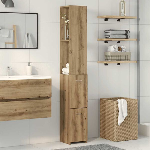 vidaXL Armadietto Bagno Rovere 25x25x170 cm Legno Multistrato
