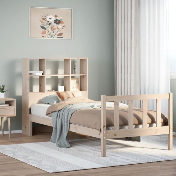 vidaXL Letto Libreria senza Materasso 90x200 cm Legno Massello Pino